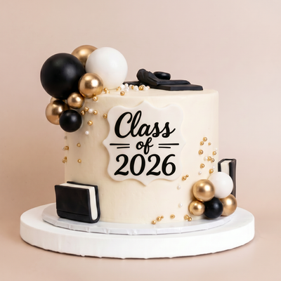 White Graduation Triple Berry Cake